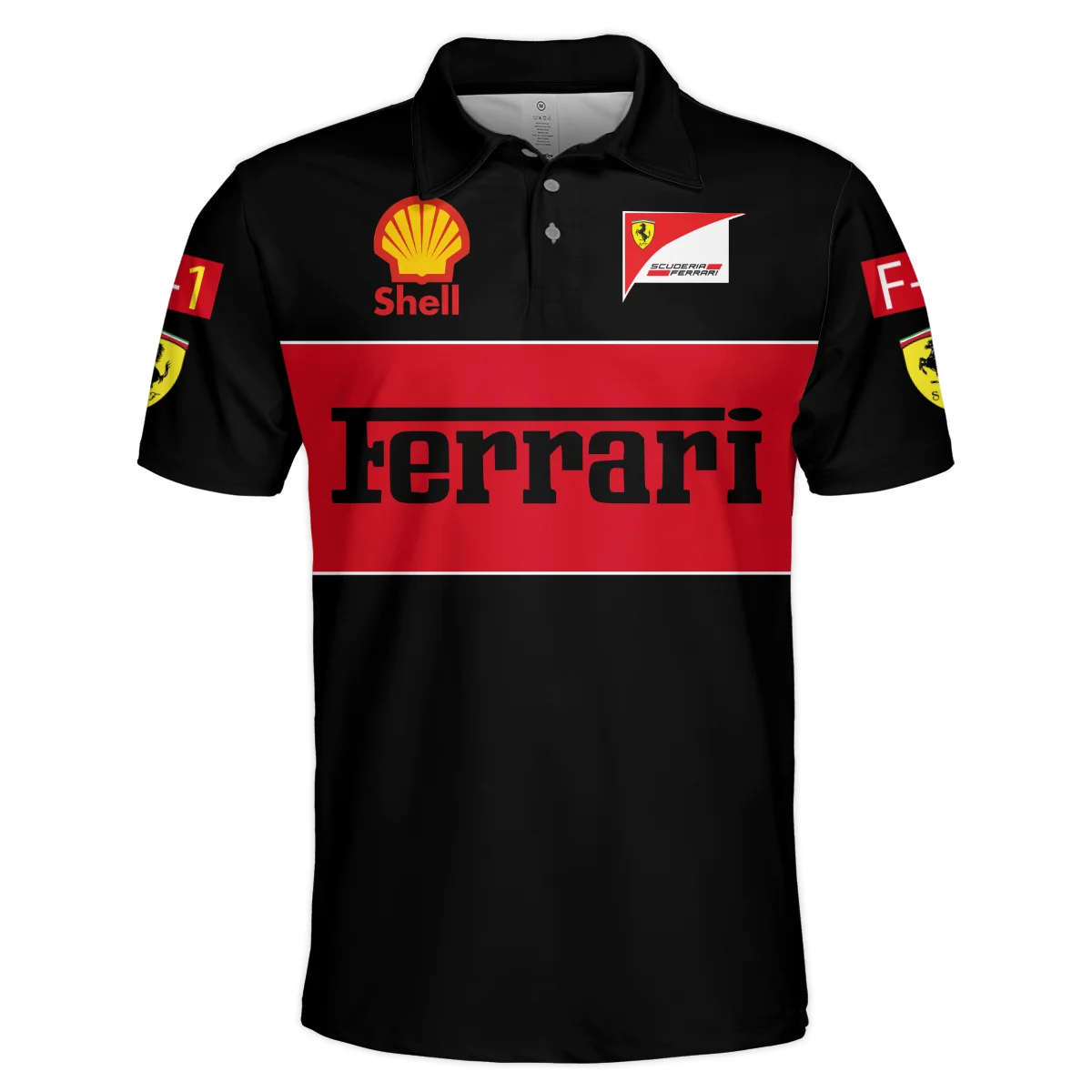 Scuderia Ferrari Racing F1 Polo Shirt All Over Prints BLF1R25325APL - Black