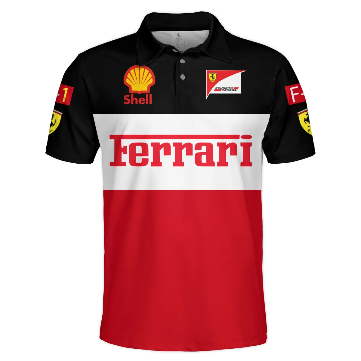 Scuderia Ferrari Racing F1 Polo Shirt All Over Prints BLF1R25325APL - Black Red