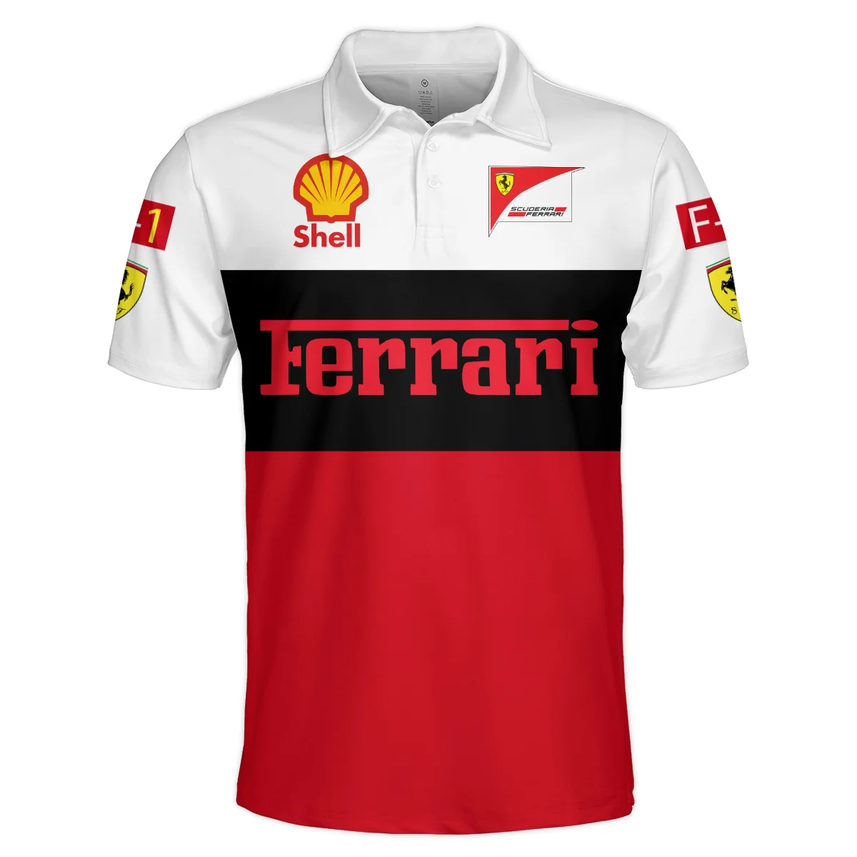 Scuderia Ferrari Racing F1 Polo Shirt All Over Prints BLF1R25325APL - White Red