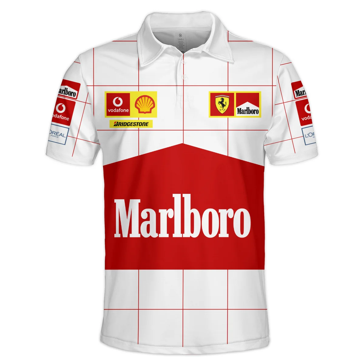 Scuderia Ferrari Racing F1 Polo Shirt All Over Prints BLF1R26325APL - White 1