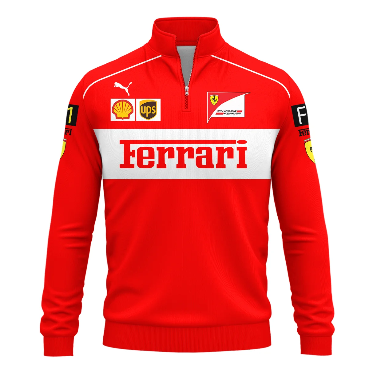 Scuderia Ferrari Racing F1 QuarterZip-Sweatshirt All Over Prints BLF1R21325AQTZ - Red