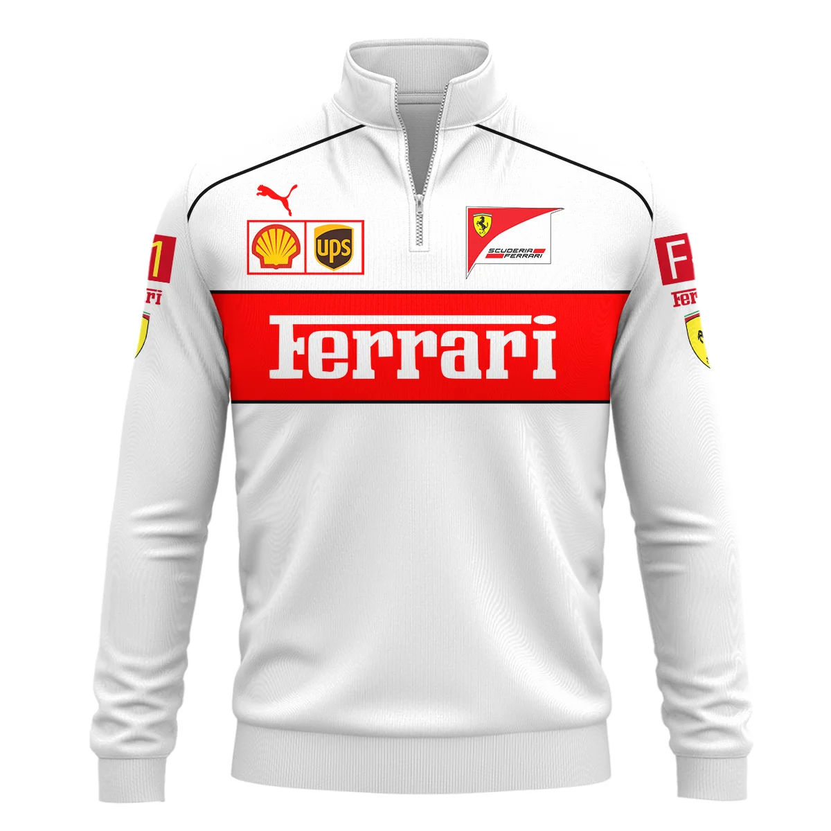 Scuderia Ferrari Racing F1 QuarterZip-Sweatshirt All Over Prints BLF1R21325AQTZ - White