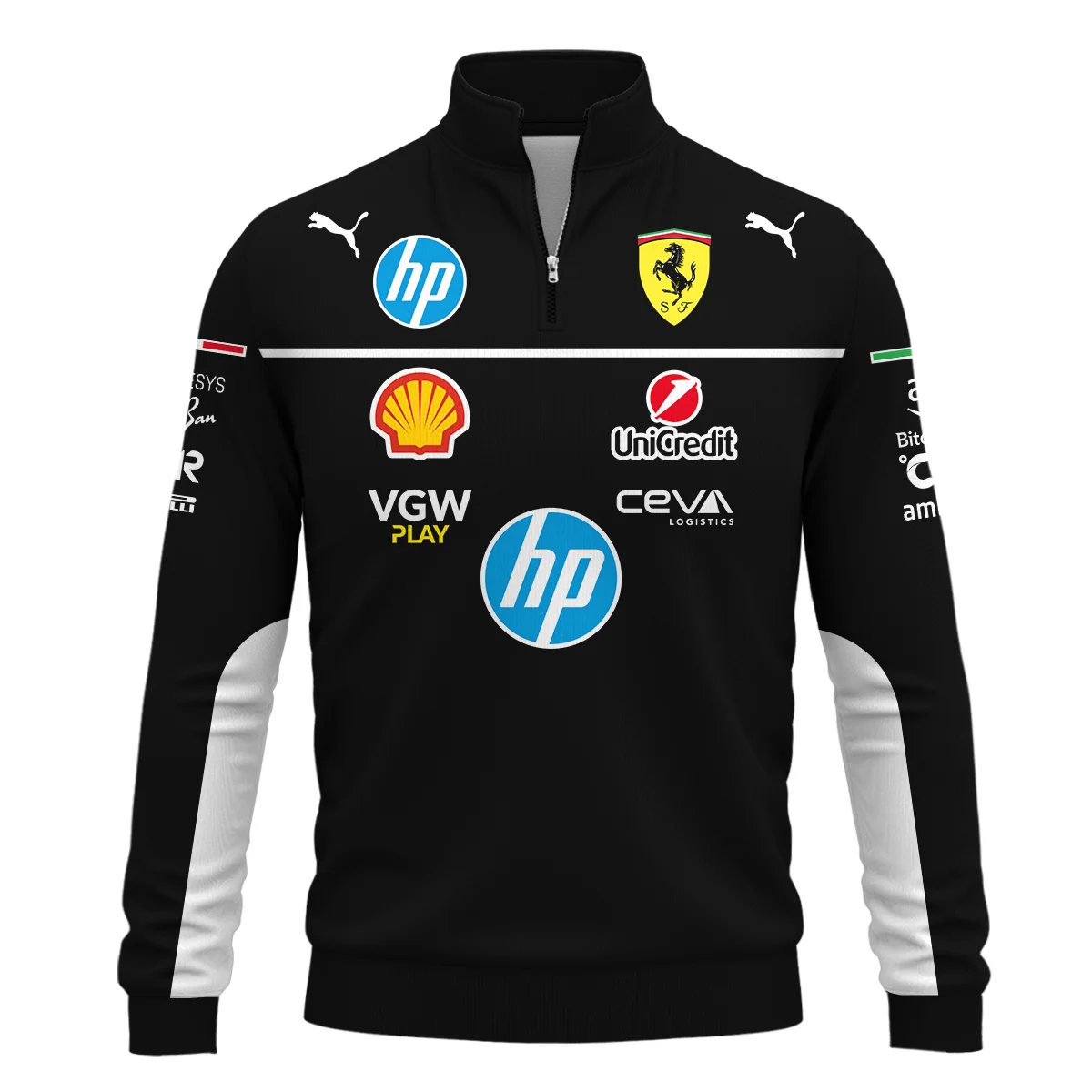 Scuderia Ferrari Racing F1 QuarterZip-Sweatshirt All Over Prints BLF1R23325AQTZ - Black