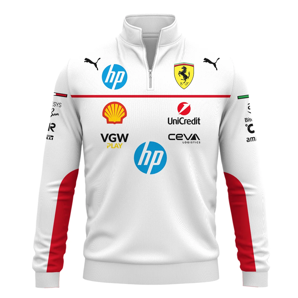 Scuderia Ferrari Racing F1 QuarterZip-Sweatshirt All Over Prints BLF1R23325AQTZ - White