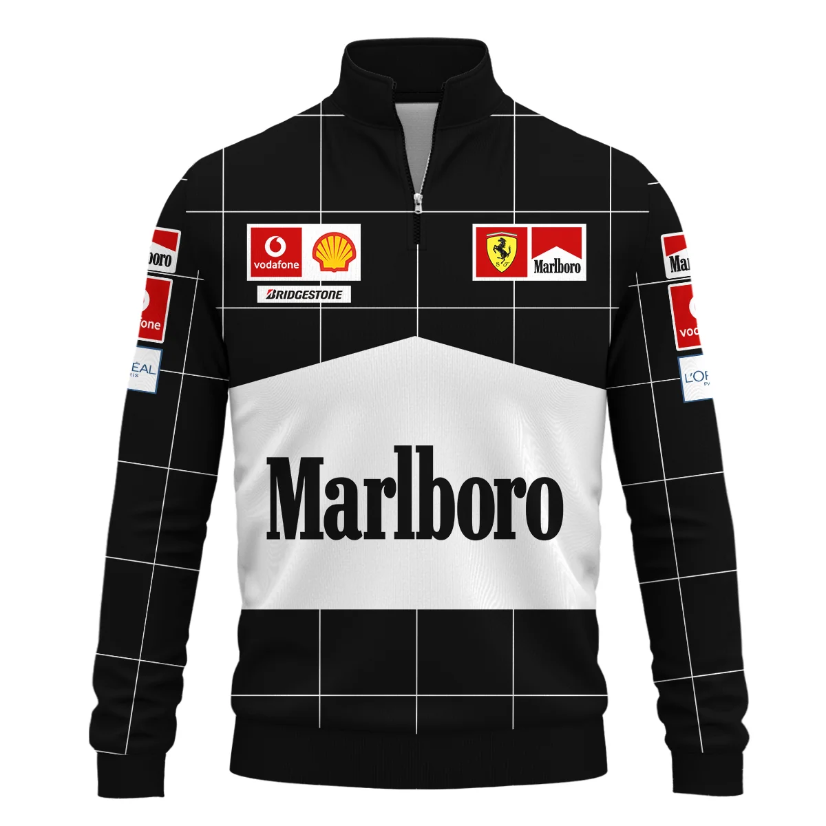 Scuderia Ferrari Racing F1 QuarterZip-Sweatshirt All Over Prints BLF1R26325AQTZ - Black 1