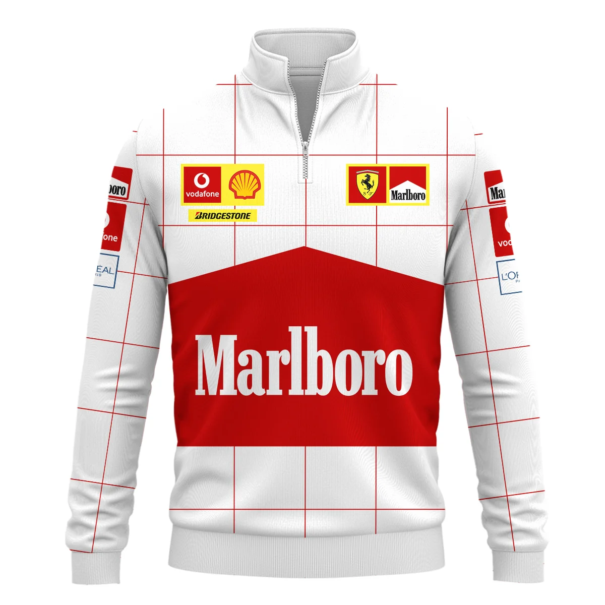 Scuderia Ferrari Racing F1 QuarterZip-Sweatshirt All Over Prints BLF1R26325AQTZ - White 1