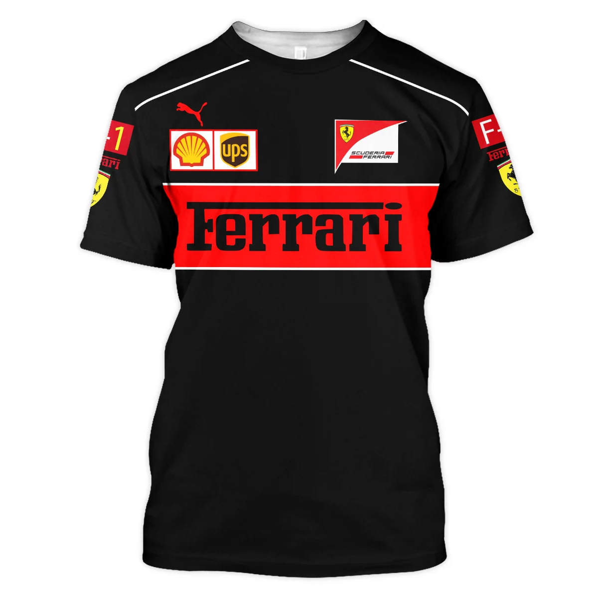Scuderia Ferrari Racing F1 T-Shirt All Over Prints BLF1R21325ATS - Black