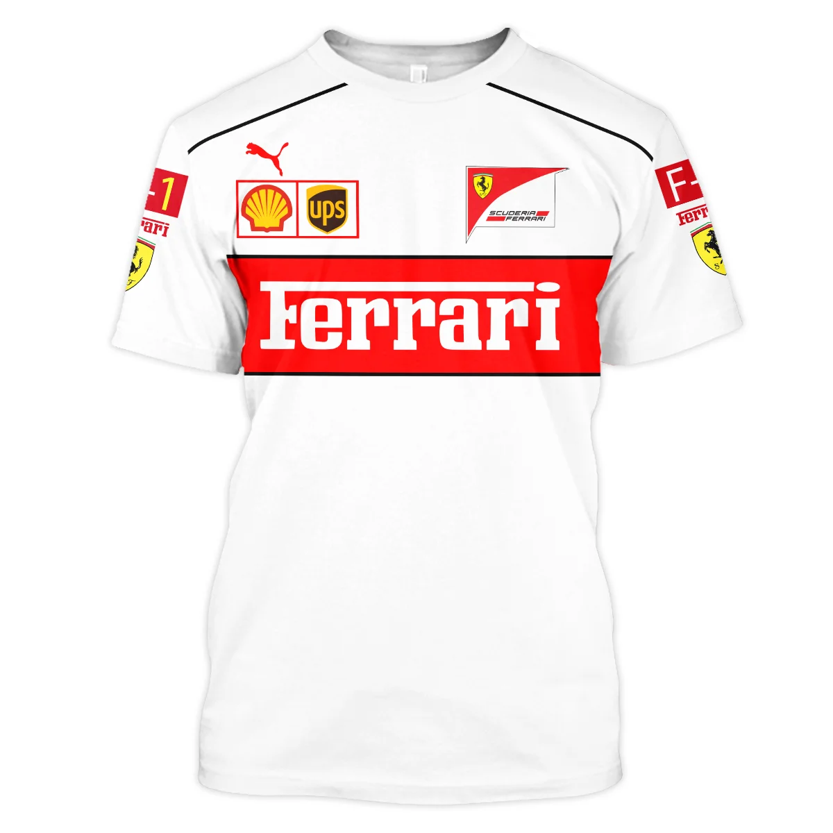 Scuderia Ferrari Racing F1 T-Shirt All Over Prints BLF1R21325ATS - White