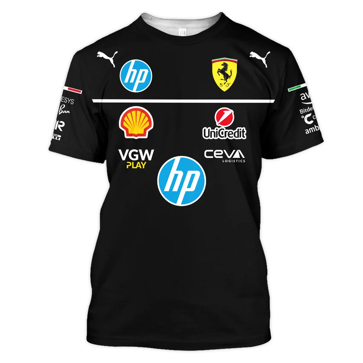 Scuderia Ferrari Racing F1 T-Shirt All Over Prints BLF1R23325ATS - Black