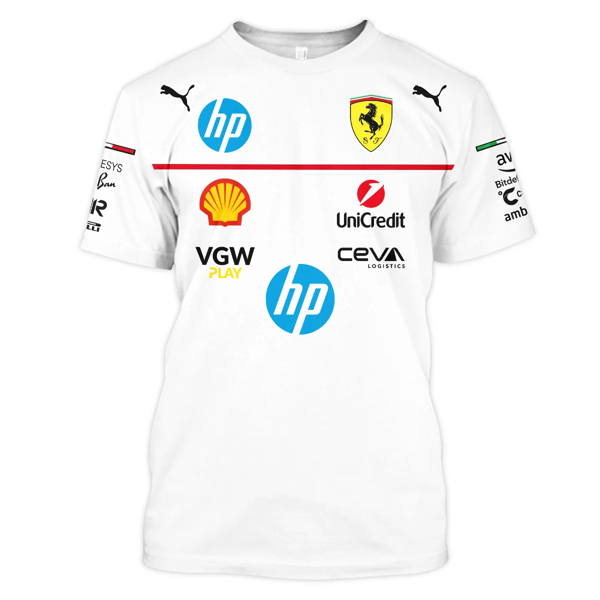 Scuderia Ferrari Racing F1 T-Shirt All Over Prints BLF1R23325ATS - White