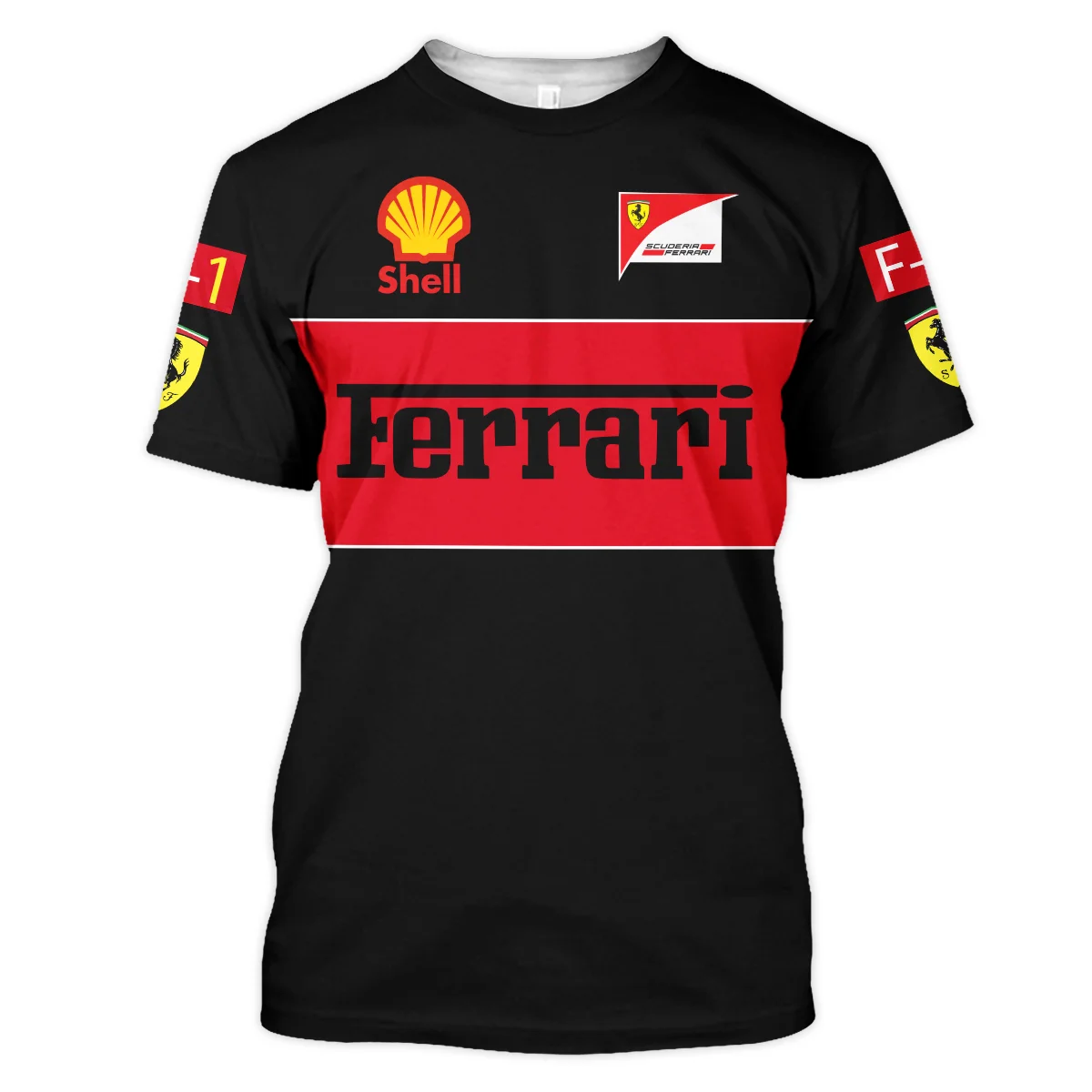 Scuderia Ferrari Racing F1 T-Shirt All Over Prints BLF1R25325ATS - Black