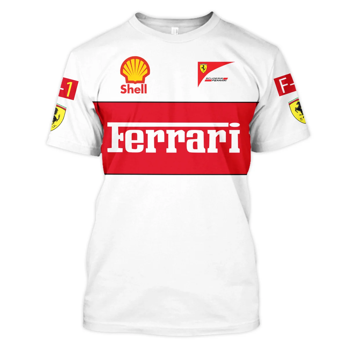 Scuderia Ferrari Racing F1 T-Shirt All Over Prints BLF1R25325ATS - White