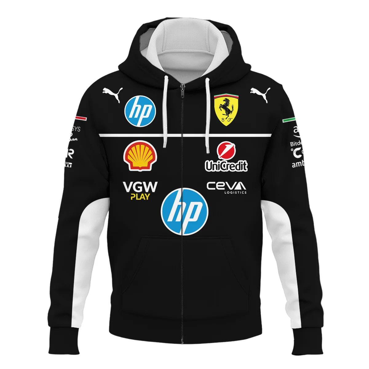 Scuderia Ferrari Racing F1 Zipper Hoodie All Over Prints BLF1R23325AZHD - Black