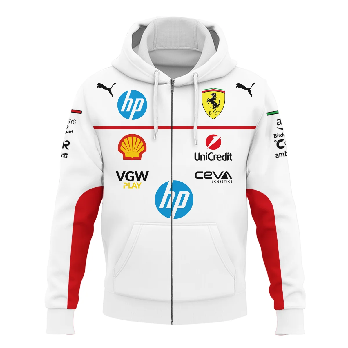 Scuderia Ferrari Racing F1 Zipper Hoodie All Over Prints BLF1R23325AZHD - White