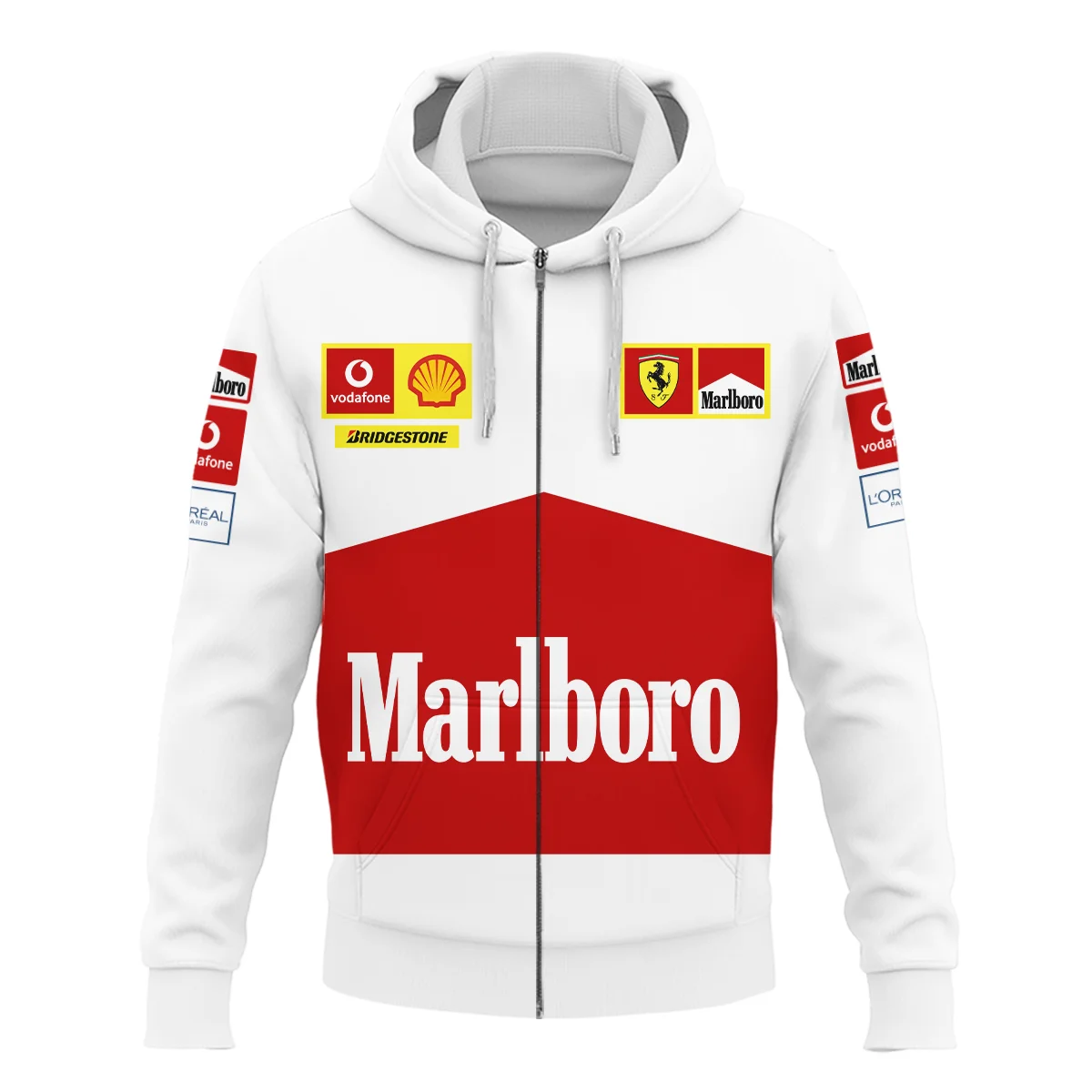 Scuderia Ferrari Racing F1 Zipper Hoodie All Over Prints BLF1R26325AZHD - White 2