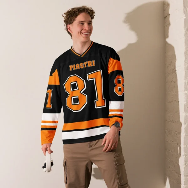 Oscar Piastri McLaren F1 V Neck Hockey Jersey BLF18525A2HJY - Black Papaya - Image 3