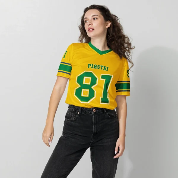 Oscar Piastri McLaren F1 Cross V-neck Jersey BLF18525B3VY - Green Gold - Image 3