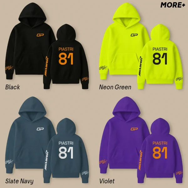 Oscar Piastri McLaren F1 Fashion Clothing For Racing Fans Unisex Hoodie BLOP25425 - Black - Image 2
