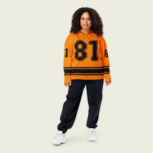Oscar Piastri McLaren F1 V Neck Hockey Jersey BLF18525A5HJY - Papaya - Image 5