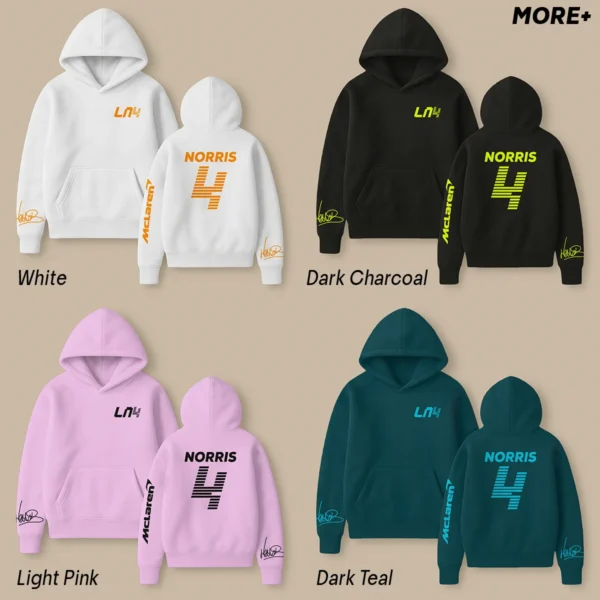 Lando Norris McLaren F1 Fashion Clothing For Racing Fans Unisex Hoodie BLNR25425 - Light Blue - Image 4