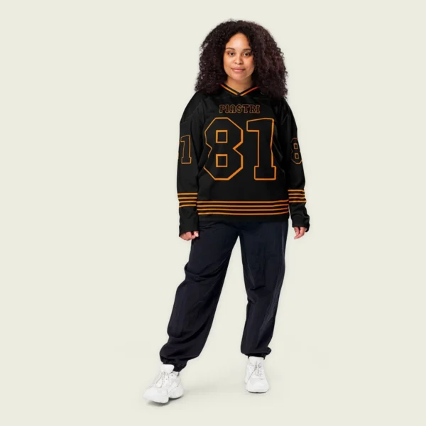 Oscar Piastri McLaren F1 V Neck Hockey Jersey BLF18525A4HJY - Orange Black - Image 6