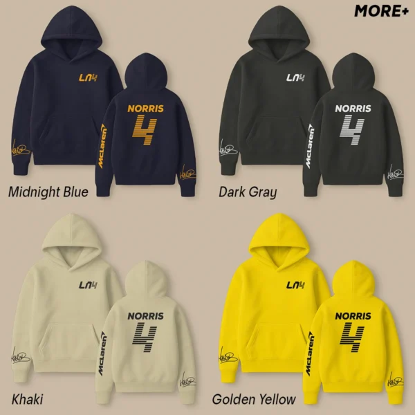 Lando Norris McLaren F1 Fashion Clothing For Racing Fans Unisex Hoodie BLNR25425 - Light Blue - Image 6