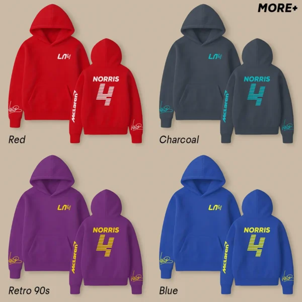 Lando Norris McLaren F1 Fashion Clothing For Racing Fans Unisex Hoodie BLNR25425 - Light Blue - Image 7