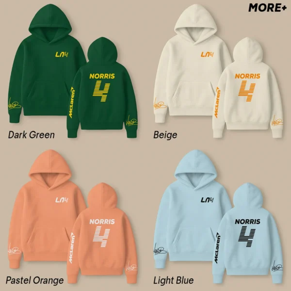 Lando Norris McLaren F1 Fashion Clothing For Racing Fans Unisex Hoodie BLNR25425 - Light Blue - Image 8
