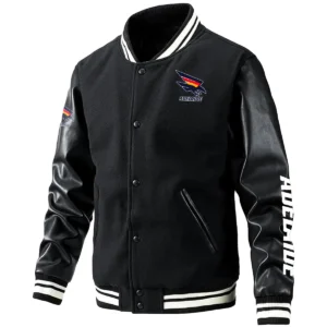 Adelaide Crows AFL Exclusive Logo Leather Baseball Jacket Sleeves HOAFL310525BBJ01ADEL - Black