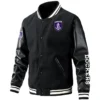 Fremantle Dockers AFL Exclusive Logo Leather Baseball Jacket Sleeves HOAFL310525BBJ01FRE - Black
