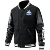North Melbourne Kangaroos AFL Exclusive Logo Leather Baseball Jacket Sleeves HOAFL310525BBJ01NMFC - Black