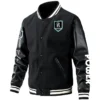 Port Adelaide Power AFL Exclusive Logo Leather Baseball Jacket Sleeves HOAFL310525BBJ01PORT - Black