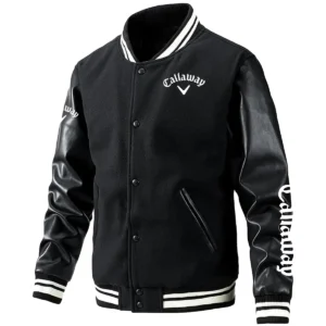 Callaway Exclusive Logo Leather Baseball Jacket Sleeves Golf HOGF300525BB01CLW - Black