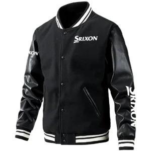 Srixon Exclusive Logo Leather Baseball Jacket Sleeves Golf HOGF300525BB01SR - Black