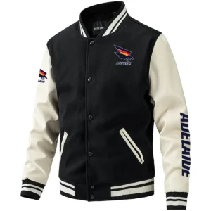 Adelaide Crows AFL Exclusive Logo Leather Baseball Jacket Sleeves HOAFL310525BBJ01ADEL - Black White