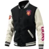 Brisbane Lions AFL Exclusive Logo Leather Baseball Jacket Sleeves HOAFL310525BBJ01BL - Black White