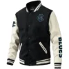 Carlton Blues AFL Exclusive Logo Leather Baseball Jacket Sleeves HOAFL310525BBJ01CARL - Black White