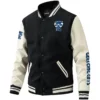 Geelong Cats AFL Exclusive Logo Leather Baseball Jacket Sleeves HOAFL310525BBJ01GEEL - Black White