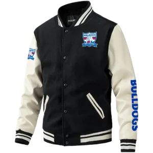 Western Bulldogs AFL Exclusive Logo Leather Baseball Jacket Sleeves HOAFL310525BBJ01WB - Black White
