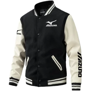 Mizuno Exclusive Logo Leather Baseball Jacket Sleeves Golf HOGF300525BB01MIZ - Black White