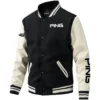 Ping Exclusive Logo Leather Baseball Jacket Sleeves Golf HOGF300525BB01PI - Black White