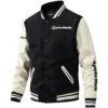 TaylorMade Exclusive Logo Leather Baseball Jacket Sleeves Golf HOGF300525BB01TM - Black White