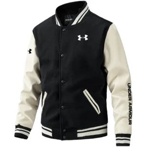 Under Armour Exclusive Logo Leather Baseball Jacket Sleeves Golf HOGF300525BB01UA - Black White