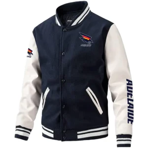 Adelaide Crows AFL Exclusive Logo Leather Baseball Jacket Sleeves HOAFL310525BBJ01ADEL - Dark Blue