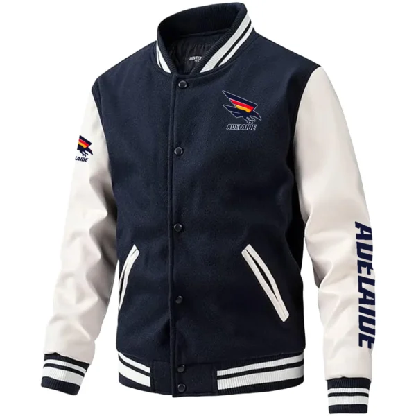 Adelaide Crows AFL Exclusive Logo Leather Baseball Jacket Sleeves HOAFL310525BBJ01ADEL - Dark Blue
