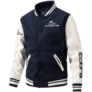 Cobra Golf Exclusive Logo Leather Baseball Jacket Sleeves Golf HOGF300525BB01CB - Dark Blue