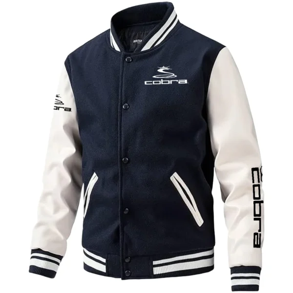 Cobra Golf Exclusive Logo Leather Baseball Jacket Sleeves Golf HOGF300525BB01CB - Dark Blue