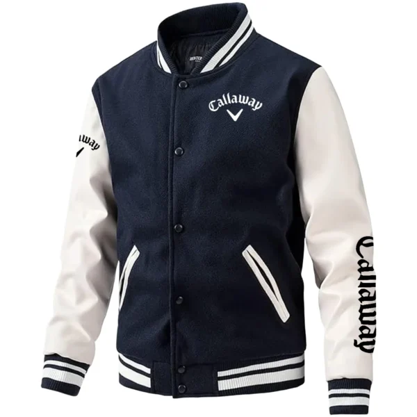 Callaway Exclusive Logo Leather Baseball Jacket Sleeves Golf HOGF300525BB01CLW - Dark Blue