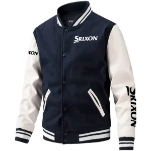 Srixon Exclusive Logo Leather Baseball Jacket Sleeves Golf HOGF300525BB01SR - Dark Blue