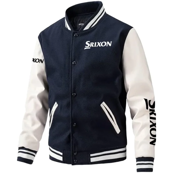 Srixon Exclusive Logo Leather Baseball Jacket Sleeves Golf HOGF300525BB01SR - Dark Blue